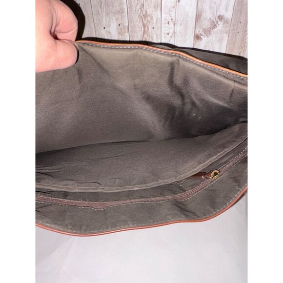 Men's Fossil Brown Leather Satchel Messenger Computer Laptop Bag Buckle Closure - Picture 11 of 16